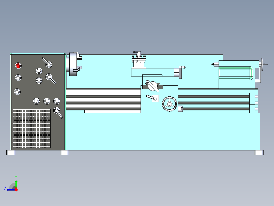 数控机床、27_车床右视图