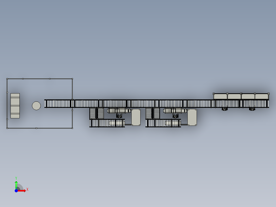 生产控制柜的自动装配生产线前视图