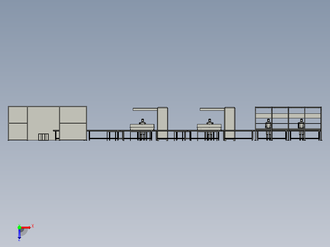 生产控制柜的自动装配生产线俯视图