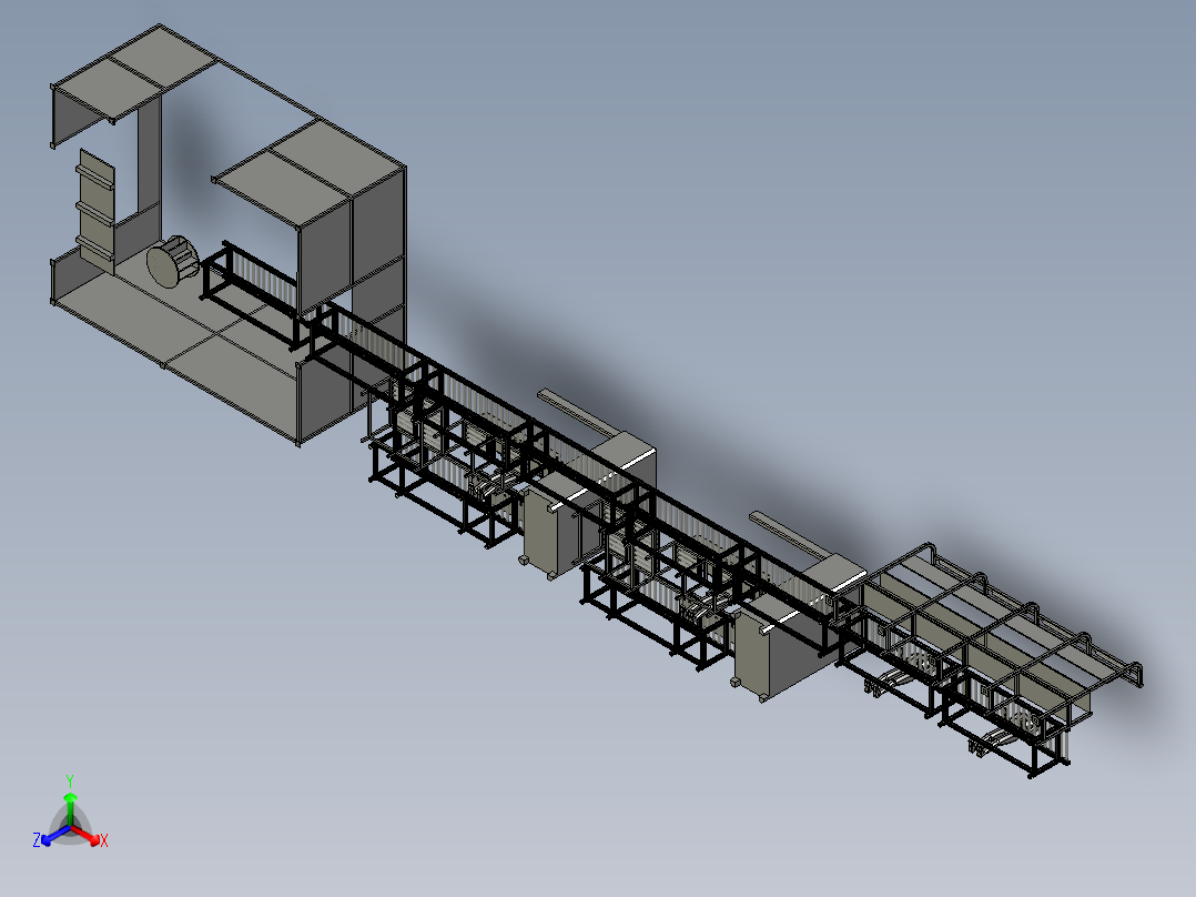 生产控制柜的自动装配生产线正等轴测图