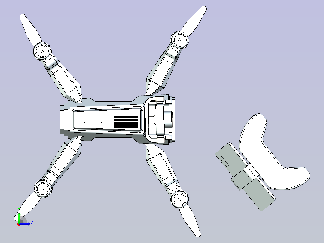 Falcon Cam四轴航拍无人机造型3D图纸左视图