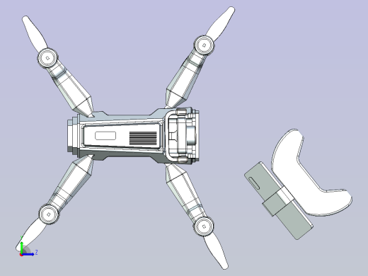 Falcon Cam四轴航拍无人机造型3D图纸左视缩略图