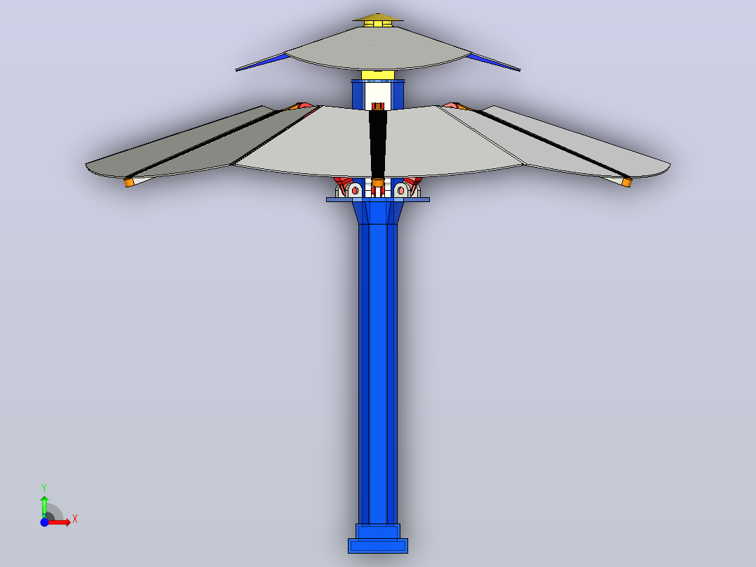 路边太阳能伞3D数模图纸+INVENTOR设计前视图