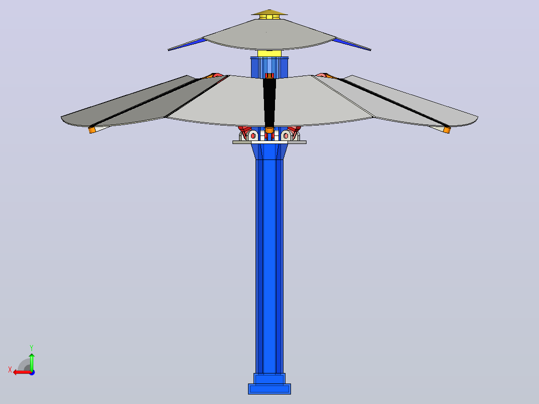 路边太阳能伞3D数模图纸+INVENTOR设计后视图
