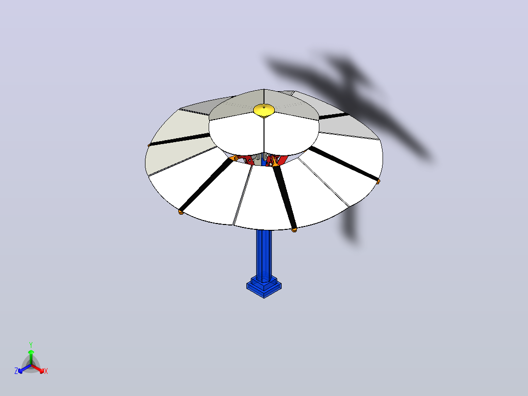 路边太阳能伞3D数模图纸+INVENTOR设计正等轴测图