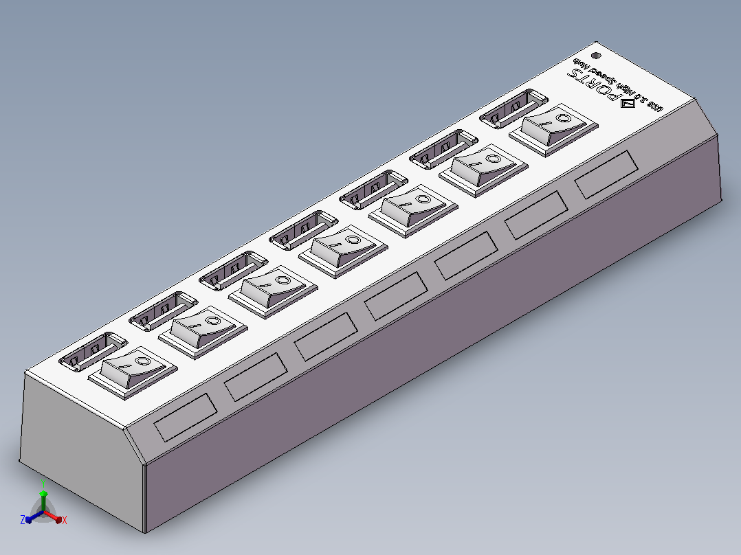7端口（USB）高速集线器正等轴测图