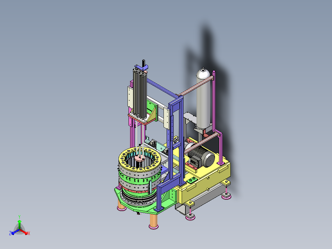 电机组装设备3D图纸三维模型主视图