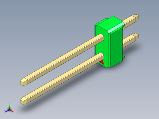 彩色公头100mil（2.54mm）系列-DS1021_green_2x01p_100mil_Type5_rev1.0正等轴测缩略图