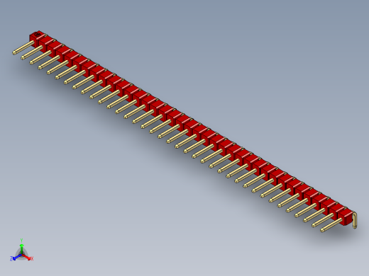 彩色公排针 100mil 2.54mm 系列-DS1022_red_1x37p_100mil_TypeD_rev1.0