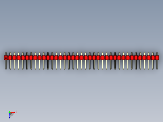 彩色公排针 100mil 2.54mm 系列-DS1022_red_1x37p_100mil_TypeD_rev1.0俯视缩略图