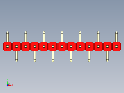 彩色公排针 100mil 2.54mm 系列-DS1022_red_13p_100mil_Type_SMT_R1_rev1.0前视缩略图