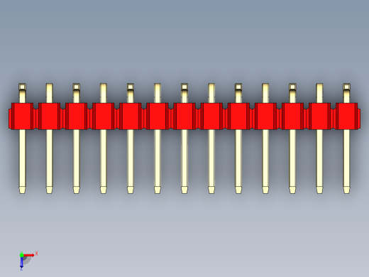 彩色公排针 100mil 2.54mm 系列-DS1022_red_13p_100mil_Type_SMT_R1_rev1.0俯视缩略图