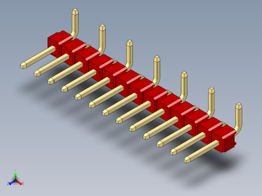 彩色公排针 100mil 2.54mm 系列-DS1022_red_13p_100mil_Type_SMT_R1_rev1.0正等轴测缩略图