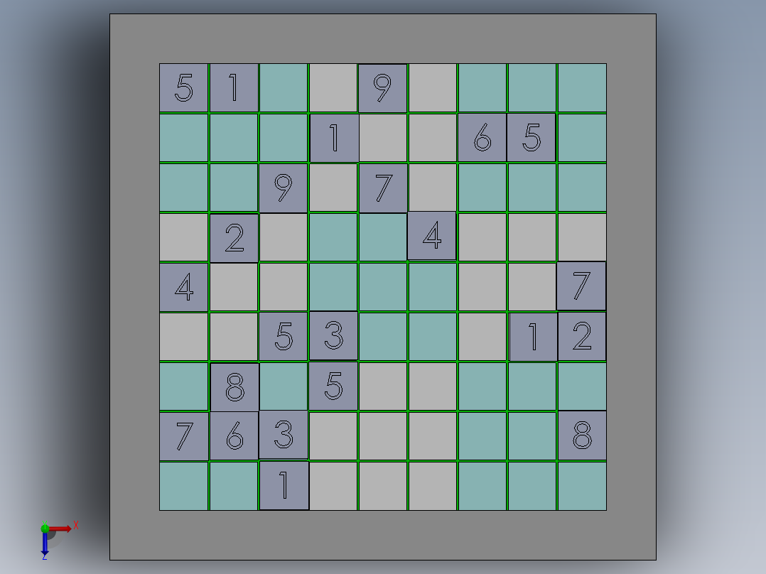 9宫格数独棋盘俯视图