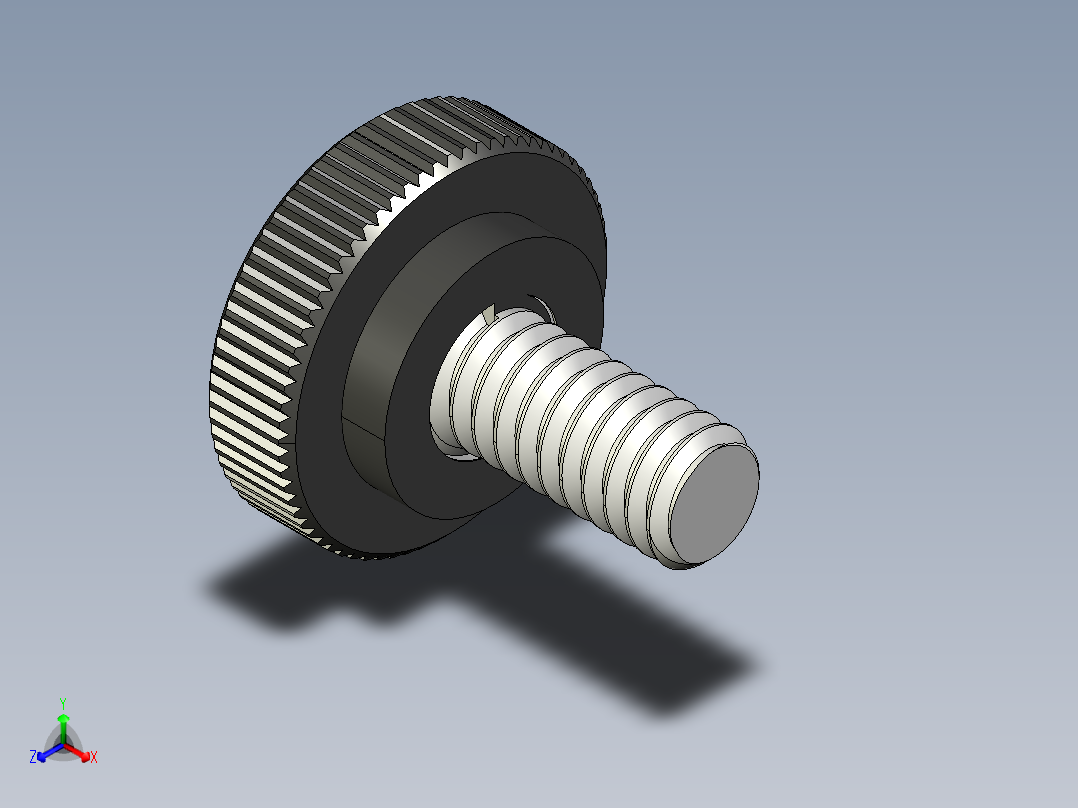 滚花旋钮-Knurled Knob 0.25x0.750x0.500.STEP正等轴测图