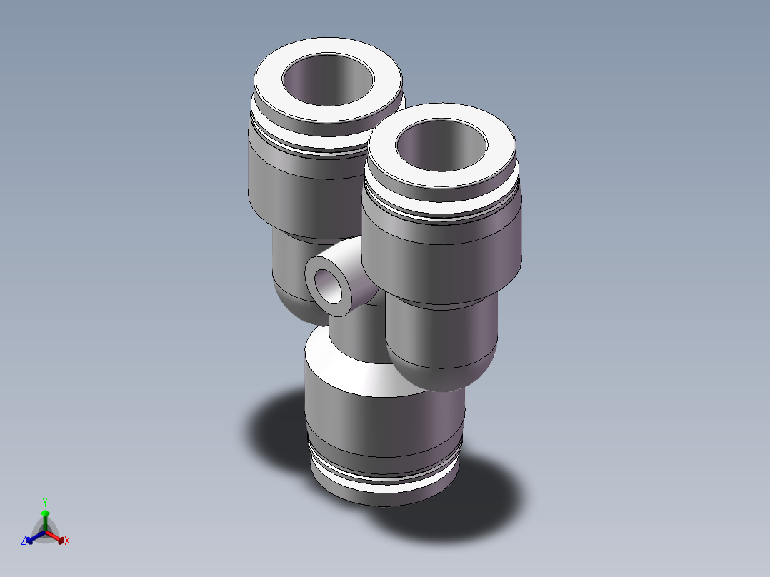 气动接头-Y型三通APY10(10厘)正等轴测图