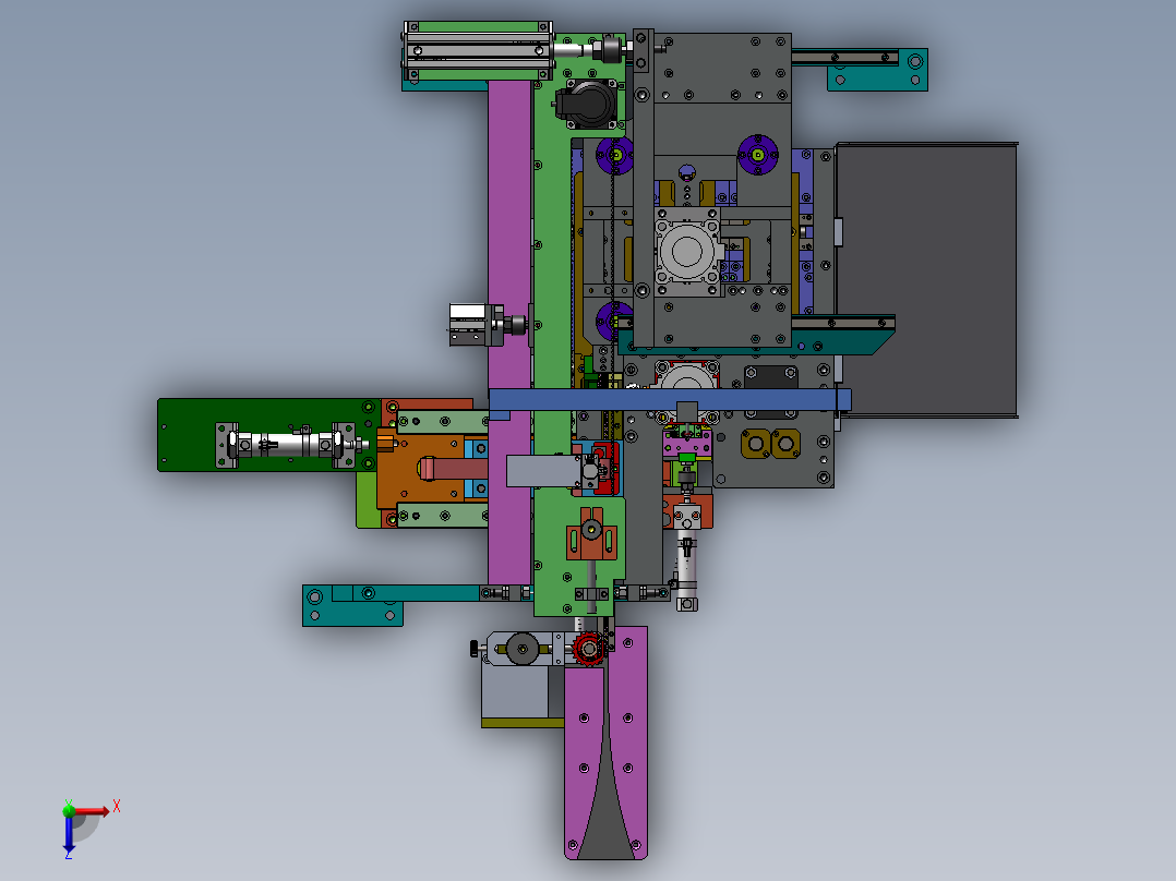 滚子链切割和铆钉机俯视图