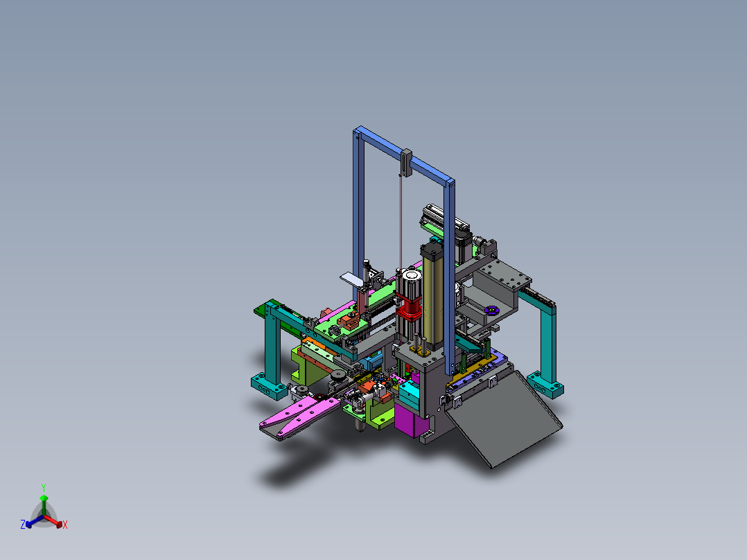 滚子链切割和铆钉机正等轴测图