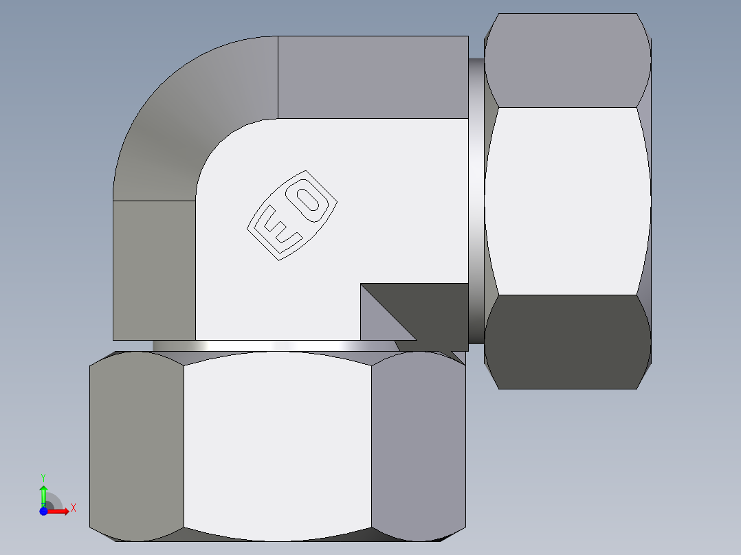卡套式工业通用硬管接头EO_Swivel_nut_elbow_EW28LCF前视图