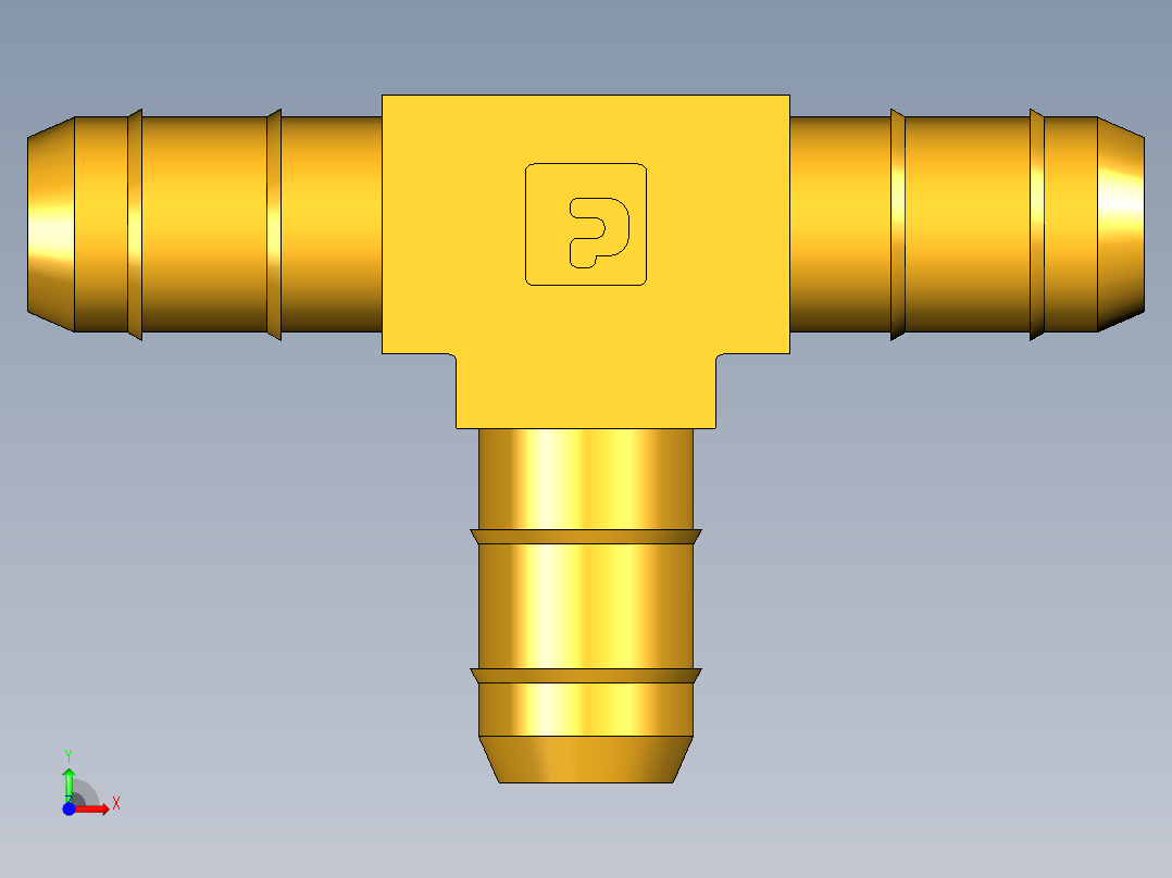 工业通用螺蚊管倒齿式工业硬管接头Union Tee 224-6前视图