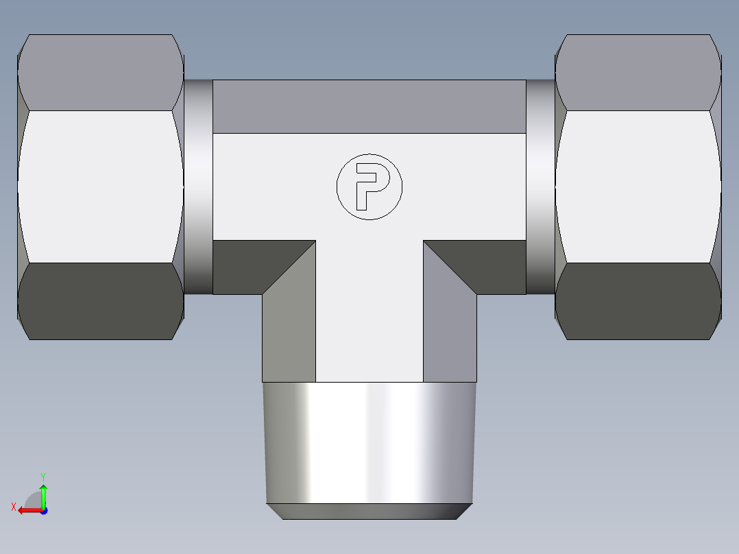 卡套式工业通用硬管接头EO_Male_stud_run_tee_TE15LRCF后视图