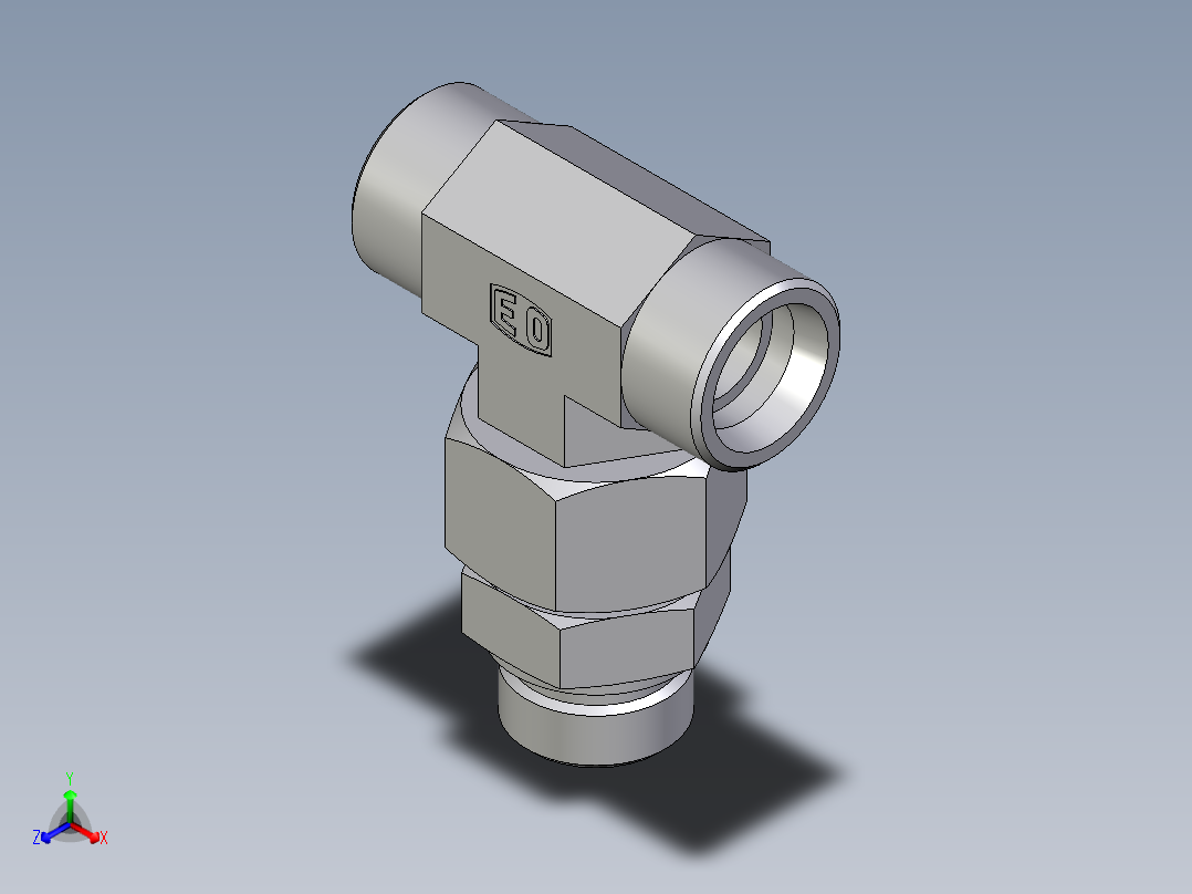 卡套式工业通用硬管接头EO_Assembled_adjustable_standpipe_branch_tee_EVT25SROMD71主视图