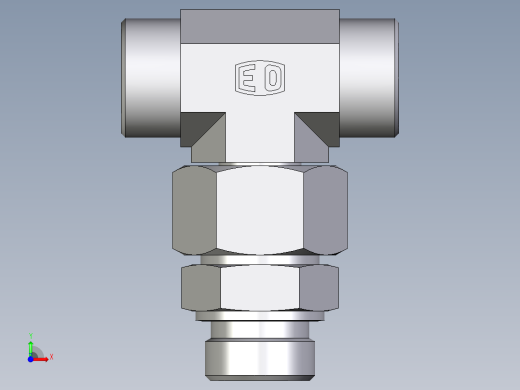 卡套式工业通用硬管接头EO_Assembled_adjustable_standpipe_branch_tee_EVT25SROMD71前视缩略图