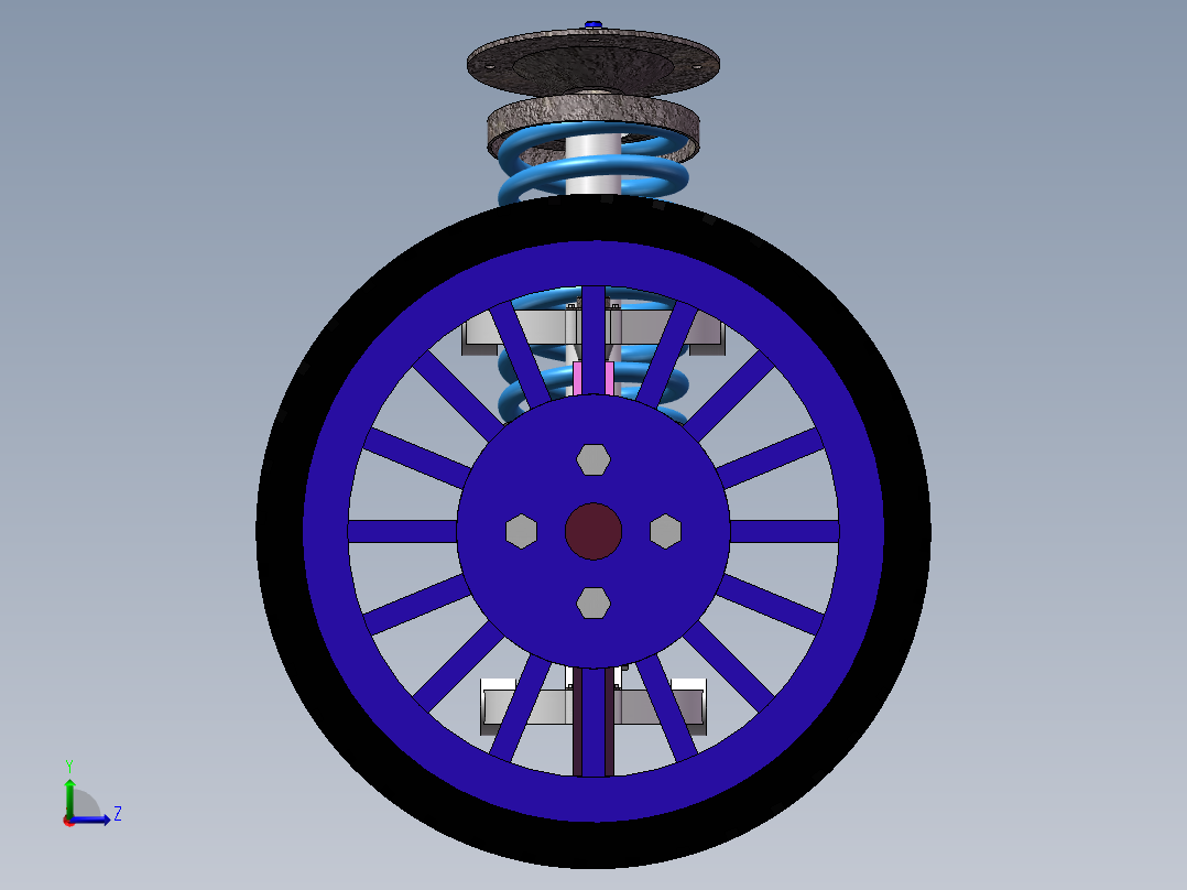 悬架里面带说明图纸三维可设计双臂梁悬架 (2车身质量1145)设计师syzn0121左视图