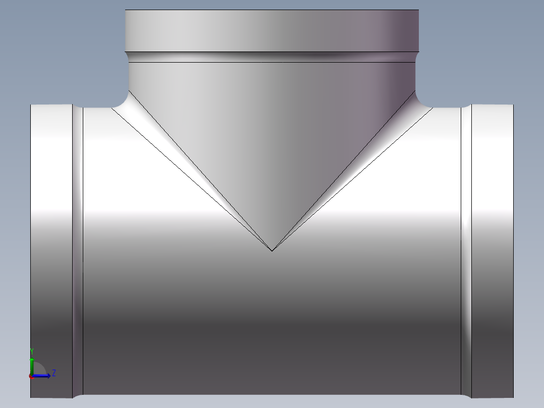 三通-等径 DN65左视图