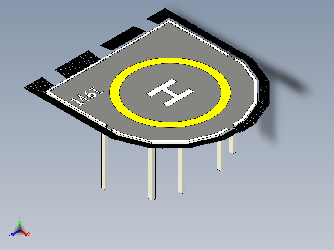 X-Bow X-Stern 修井补给船上的直升机甲板右视图