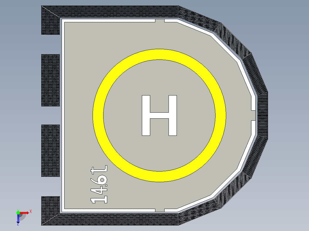 X-Bow X-Stern 修井补给船上的直升机甲板正等轴测图