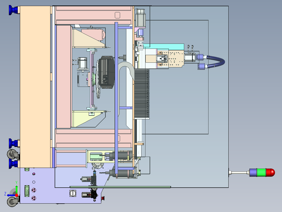 六轴CNC加工中心：塑料油瓶加工机右视图