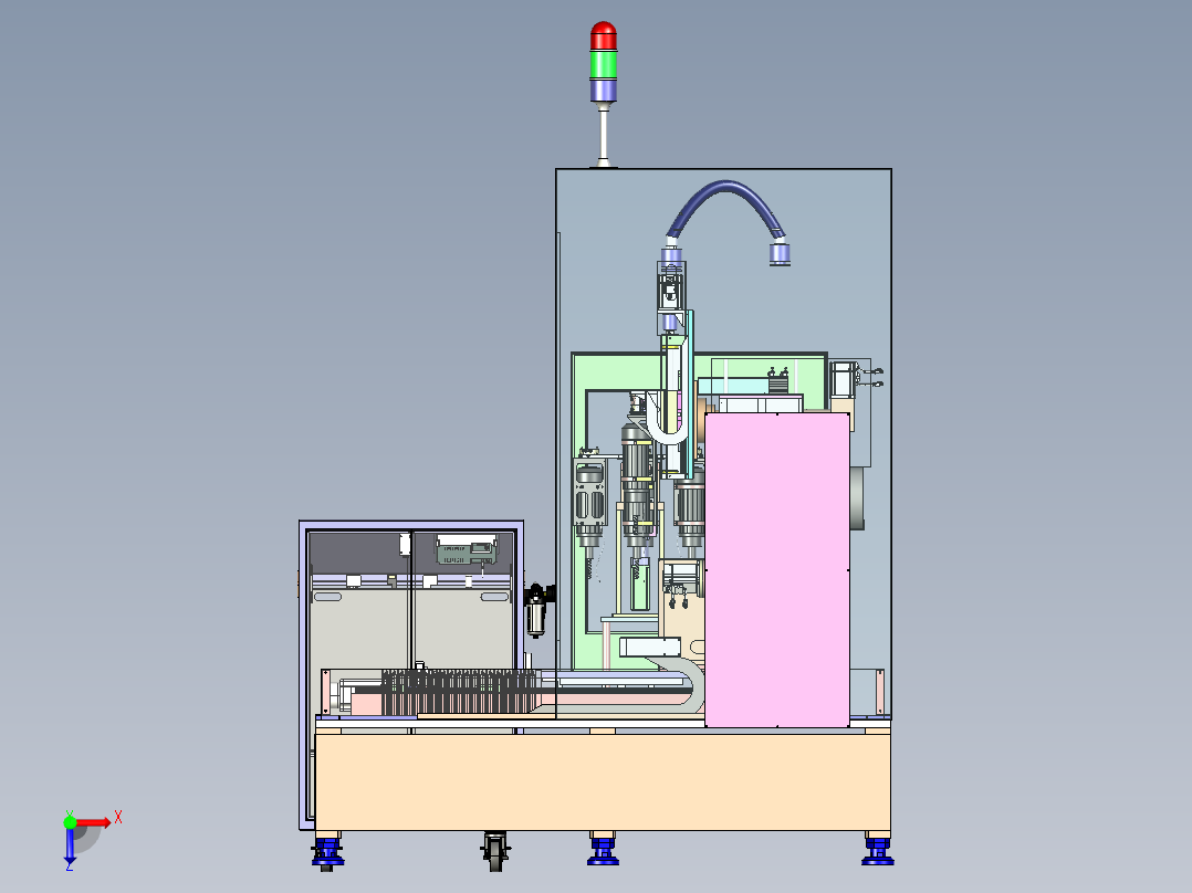 六轴CNC加工中心：塑料油瓶加工机俯视图