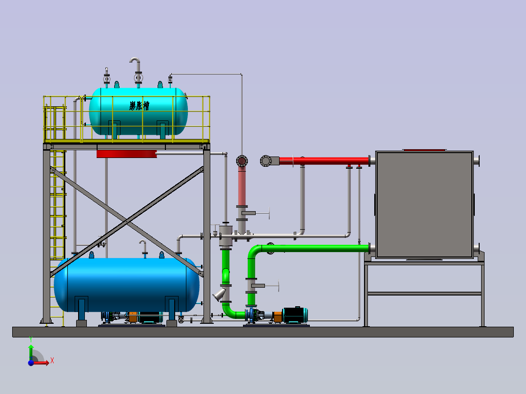 导热油余热锅炉系统装配图前视图