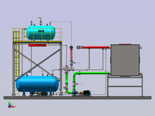 导热油余热锅炉系统装配图前视缩略图