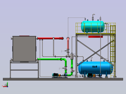 导热油余热锅炉系统装配图后视缩略图