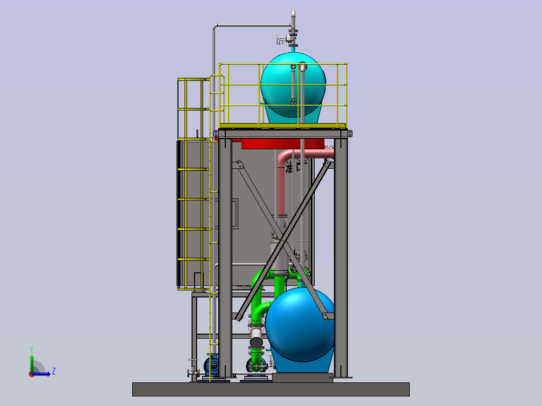 导热油余热锅炉系统装配图左视图