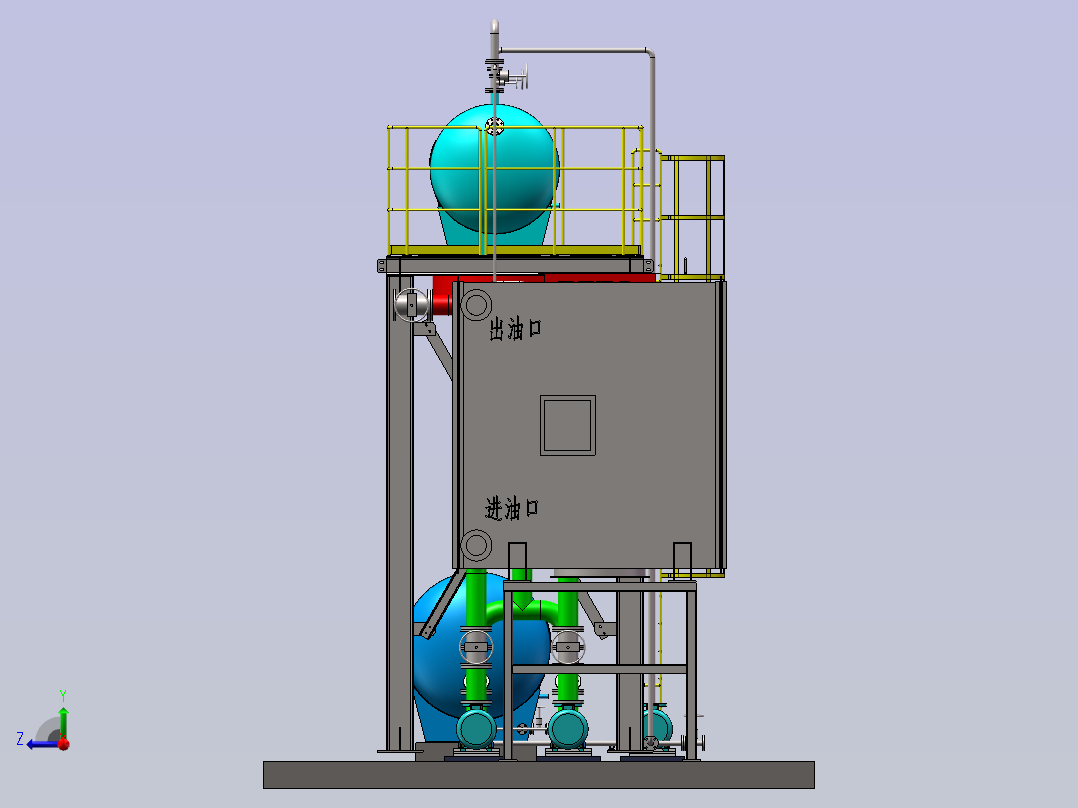 导热油余热锅炉系统装配图右视图