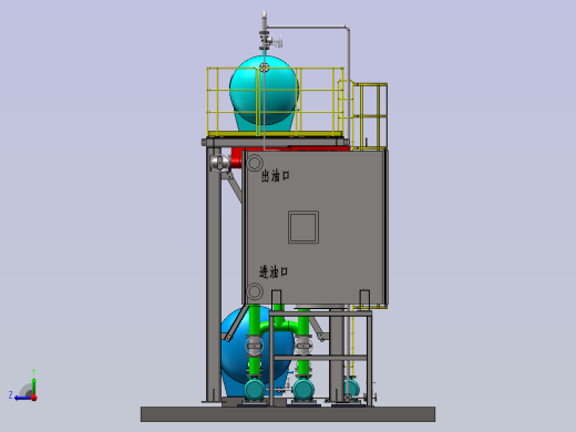 导热油余热锅炉系统装配图右视缩略图