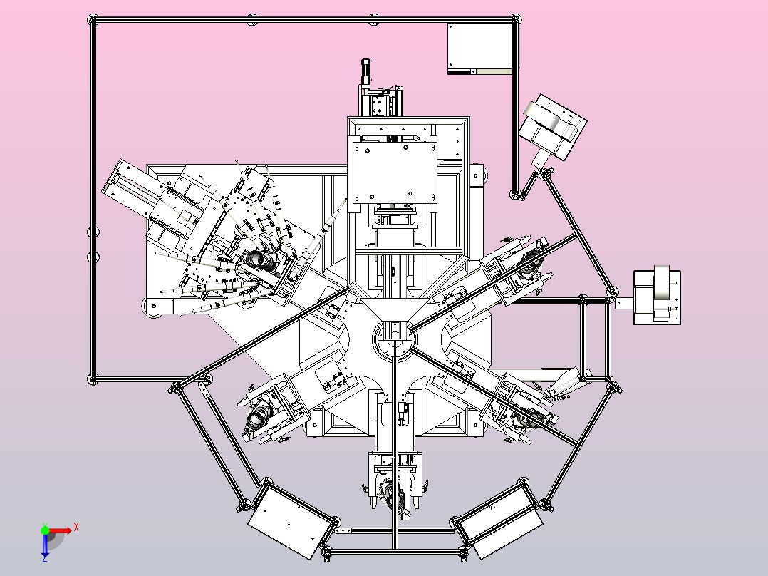 多工位组装设备俯视图