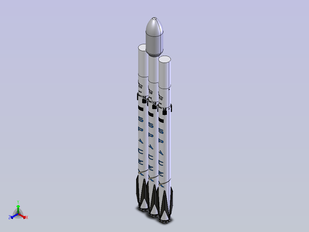 SpaceX猎鹰重型太空火箭 STP正等轴测图