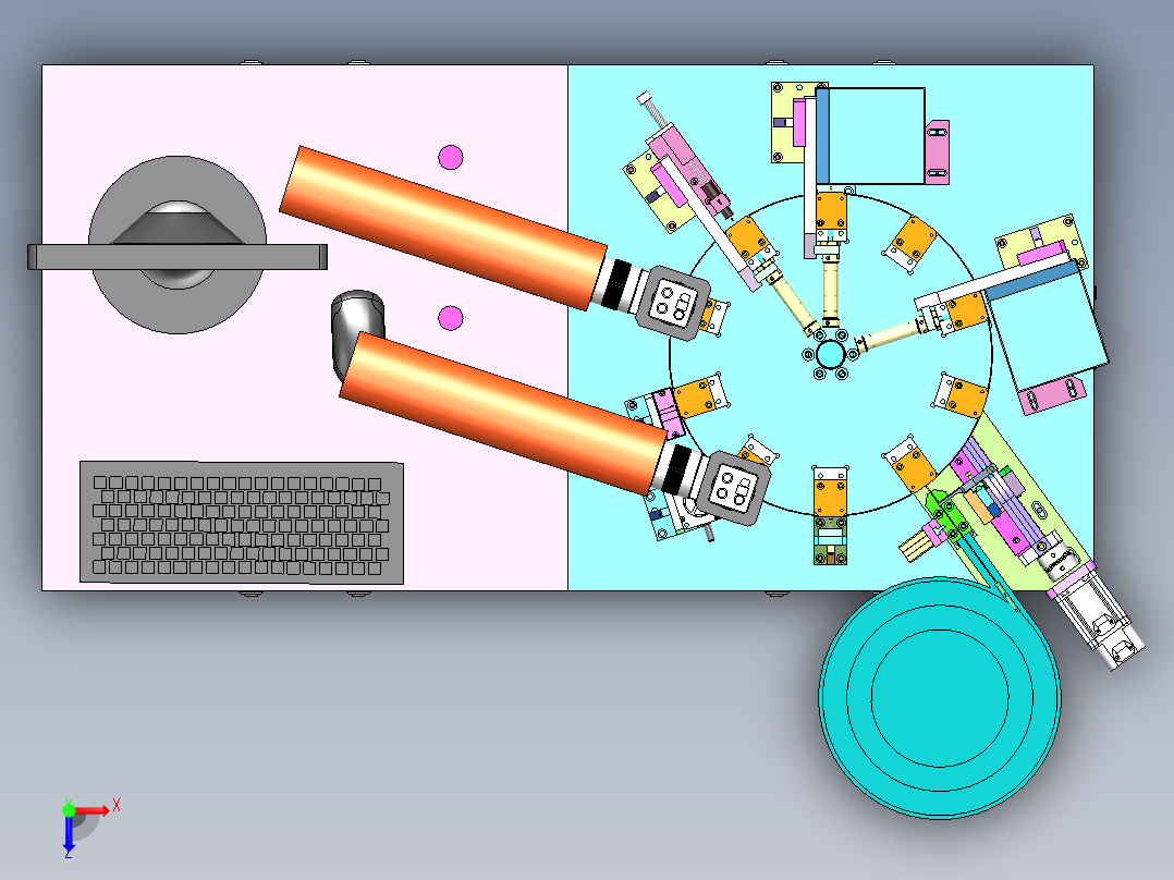 转盘式全自动卡针焊接机含工程图sw19可编辑俯视图