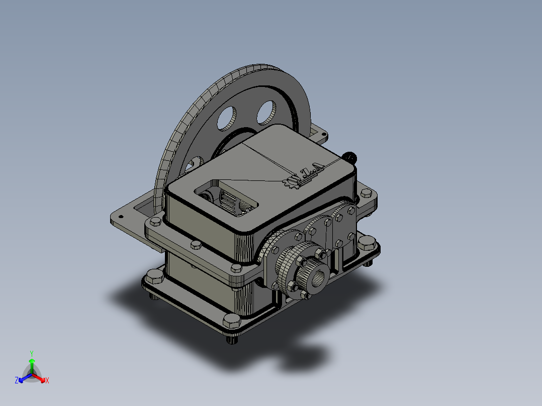 2级2档变速箱3D模型图纸 Solidworks设计主视图