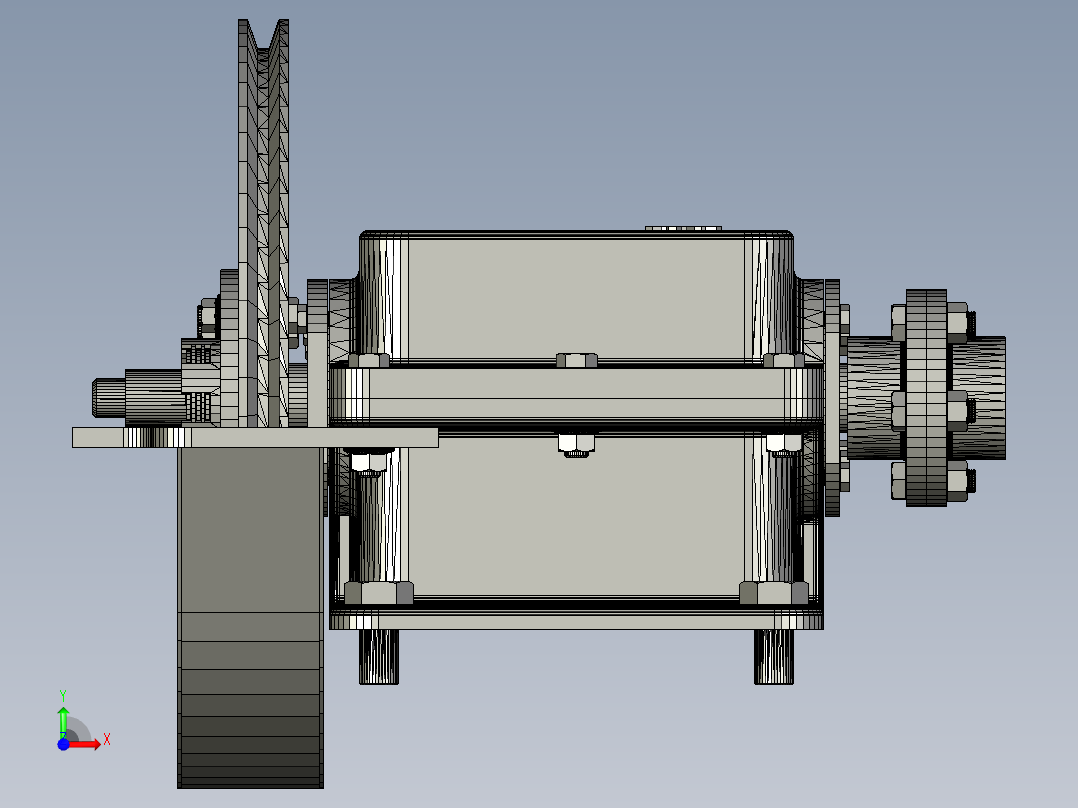 2级2档变速箱3D模型图纸 Solidworks设计前视图