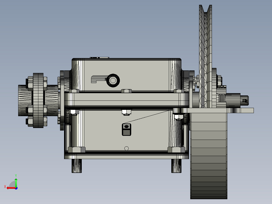 2级2档变速箱3D模型图纸 Solidworks设计后视图