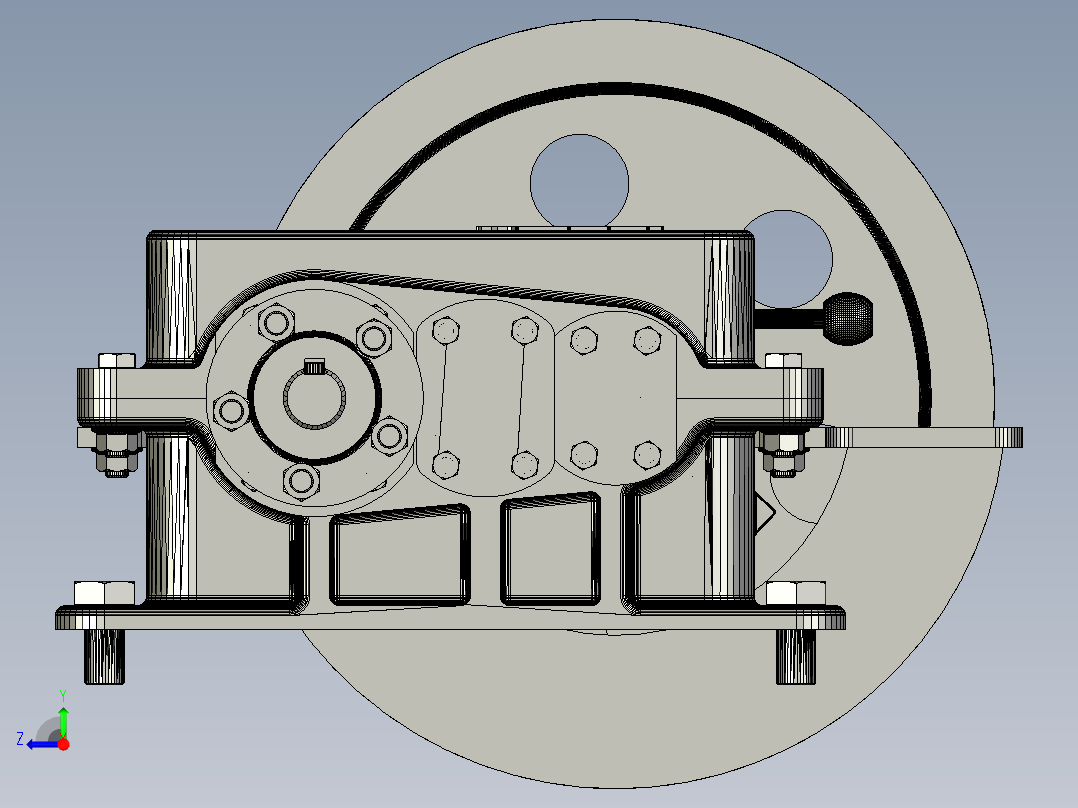 2级2档变速箱3D模型图纸 Solidworks设计右视图