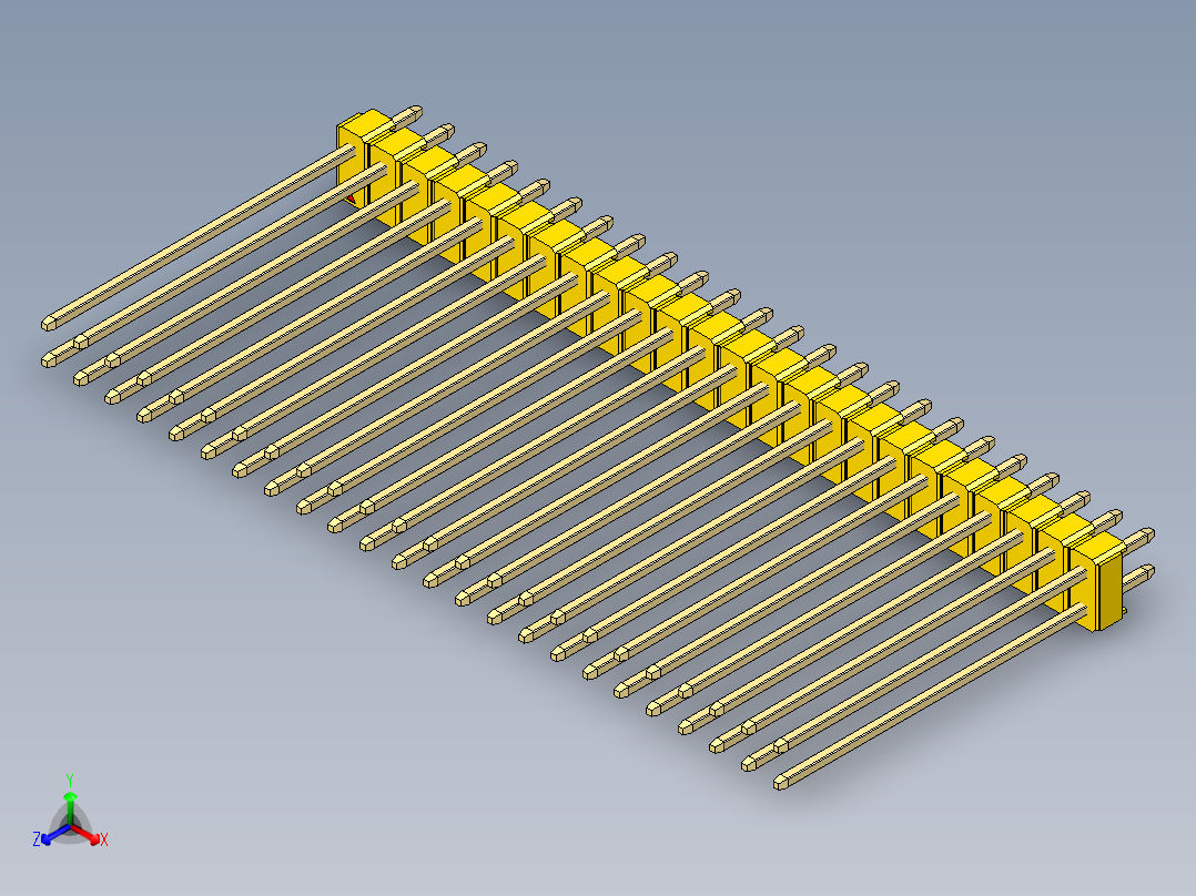 彩色公头100mil（2.54mm）系列-DS1021_yellow_2x24p_100mil_Type43_rev1.0主视图