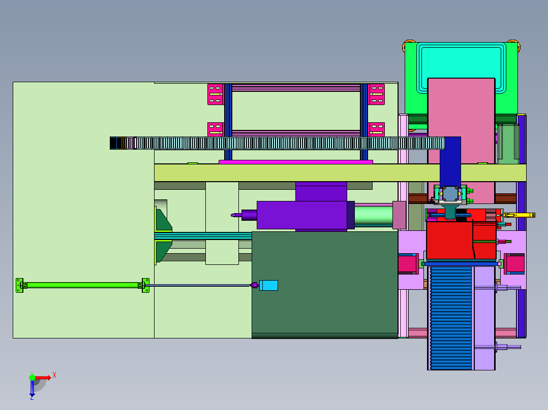 一拖一车床供料系统俯视图