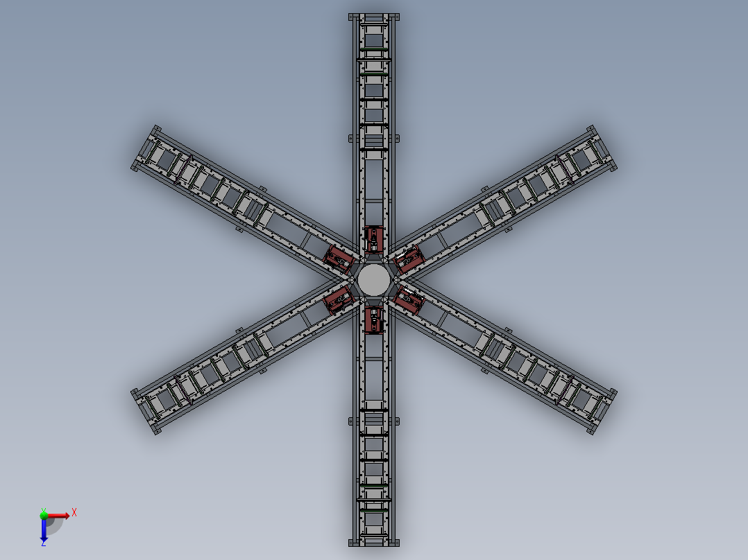 六工位测试标定设备俯视图