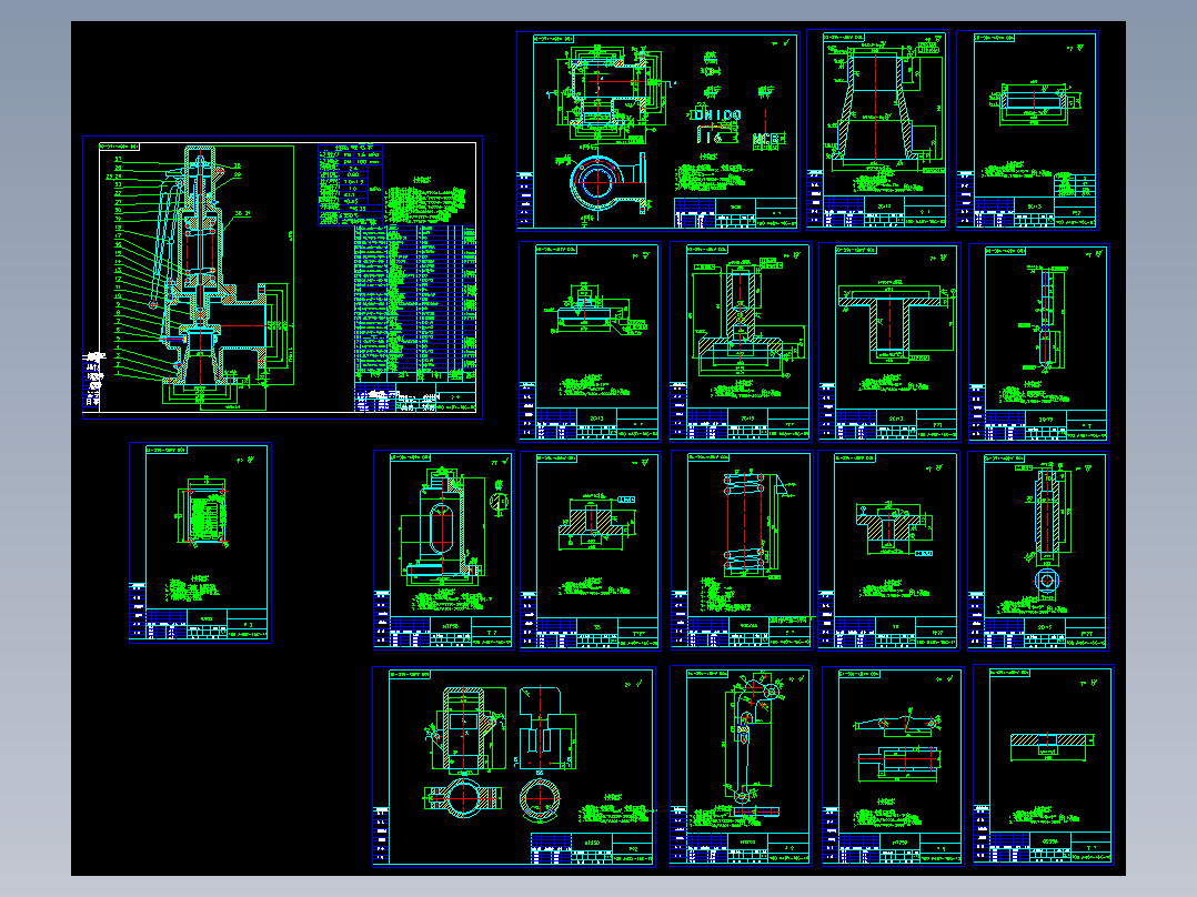 法兰安全阀cad图纸 弹簧启式阀门48Y-16C+零件图 安全阀cad图纸